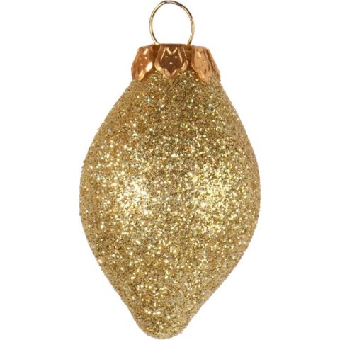 Komplet 8 bombek szklanych podłużnych w kolorze złotym