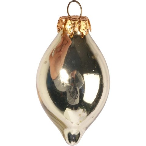 Komplet 8 bombek szklanych podłużnych w kolorze złotym