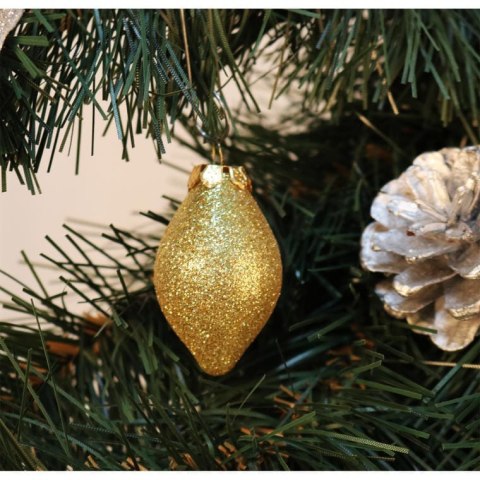 Komplet 8 bombek szklanych podłużnych w kolorze złotym