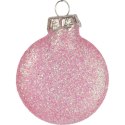 Komplet 8 płaskich, szklanych bombek w kolorze różowym