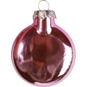Komplet 8 płaskich, szklanych bombek w kolorze różowym