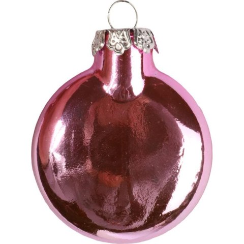 Komplet 8 płaskich, szklanych bombek w kolorze różowym