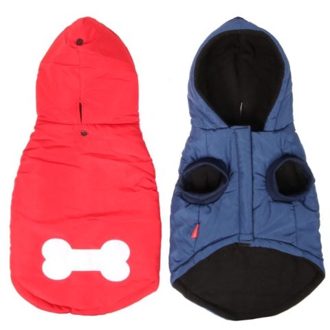 Kurtka Zimowa dla Psów Średnich Rozmiar XL Niebiesko-Czarna Wodoodporna z Kapturem