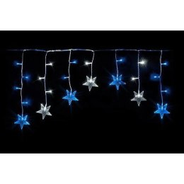Kurtyna Świetlna Niebiesko-Białe Gwiazdki 28 LED z Zasilaniem Sieciowym, Odporna na Warunki Zewnętrzne IP44, Długość 1,05 m