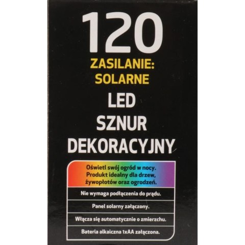 LAMPKI CHOINKOWE 120 LED SOLARY ZIMNY BIAŁY
