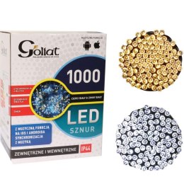 Lampki Choinkowe 1000 LED Z Synchronizacją Muzyczną i Ściemniaczem, Zewnętrzne IP44, Ciepły i Zimny Biały, Kompatybilne z IOS i 