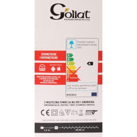 Lampki Choinkowe 1000 LED Z Synchronizacją Muzyczną i Ściemniaczem, Zewnętrzne IP44, Ciepły i Zimny Biały, Kompatybilne z IOS i 