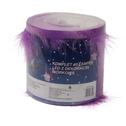 Lampki choinkowe 40 led typu piórka w kolorze fioletowym