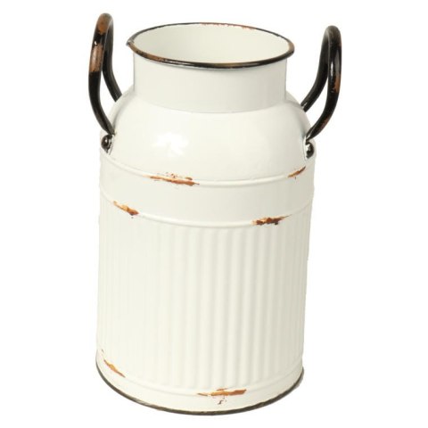 Metalowa Kanka Dekoracyjna w Stylu Vintage Biała Wazon na Kwiaty