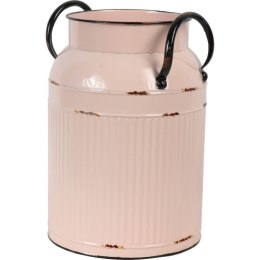 Metalowa Kanka Vintage w Kolorze Pudrowego Różu z Wytłoczeniami i Uchwytami, 27x18x13 cm