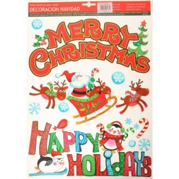 Naklejka samoprzylepna na okno Mikołaj i pingwiny