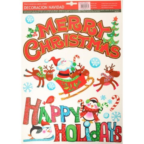 Naklejka samoprzylepna na okno Mikołaj i pingwiny