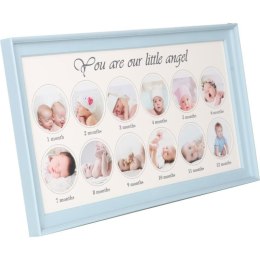 Niebieska Ramka Pamiątkowa na Zdjęcia i Odciski Rączki oraz Stópki Dziecka z Tuszem