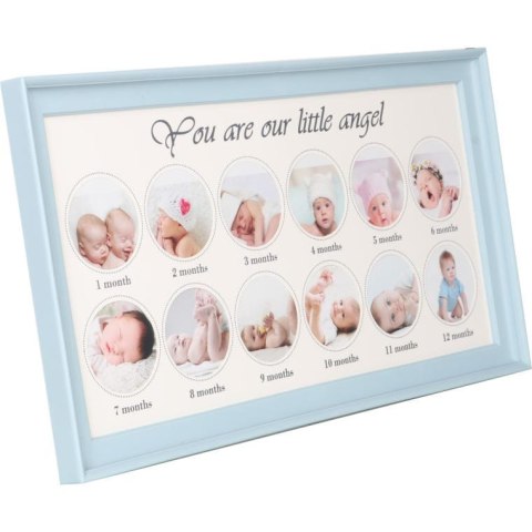 Niebieska Ramka Pamiątkowa na Zdjęcia i Odciski Rączki oraz Stópki Dziecka z Tuszem