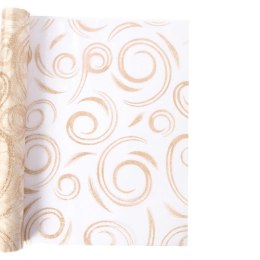 Organza Złota z Brokatowym Wzorem na Szpuli 35 cm x 5m