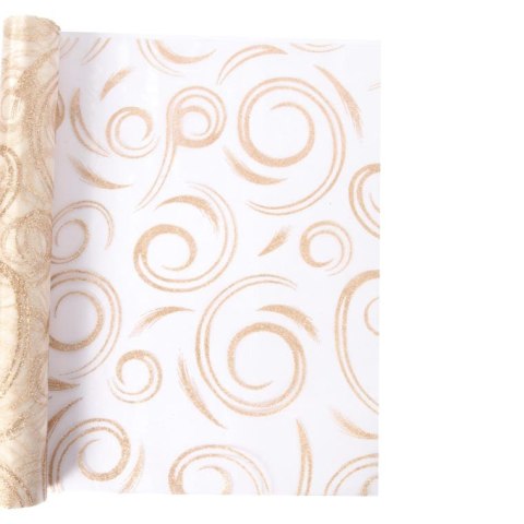 Organza Złota z Brokatowym Wzorem na Szpuli 35 cm x 5m