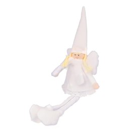 Pluszowy Anioł Siedzący z Długimi Nogami, Kolor Biały, Wysokość 38cm