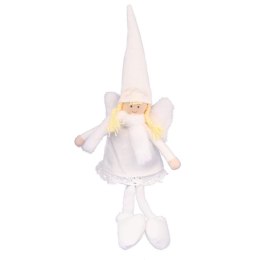 Pluszowy Anioł Siedzący z Długimi Nogami, Kolor Biały, Wysokość 38cm