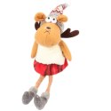 Pluszowy Renifer w Czerwonej Kratce - Siedzący, Brązowy, 40 cm