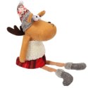 Pluszowy Renifer w Czerwonej Kratce - Siedzący, Brązowy, 40 cm