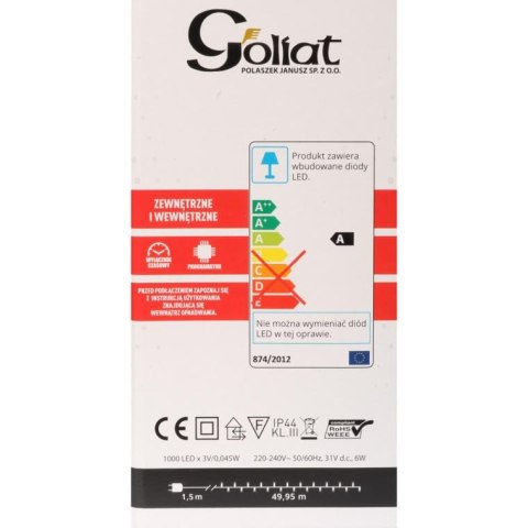 Programowalne Lampki Choinkowe 1000 LED Multikolor z Timerem i Długim Kablem, Przeznaczone do Użytku Zewnętrznego