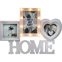 Ramka na zdjęcia HOME z białego plastiku z oświetleniem LED