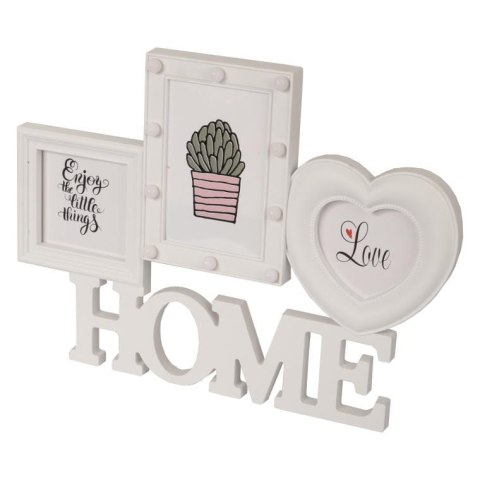 Ramka na zdjęcia HOME z białego plastiku z oświetleniem LED