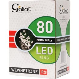 Ring z 80 Lampkami Choinkowymi LED do Wnętrz, Kolor Zimny Biały, Zasilane Sieciowo
