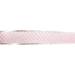 Różowa Wstążka dekoracyjna ze srebrnym obrzeżem 5 cm x 2,7 m do formowania