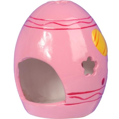 Różowy Lampion Ceramiczny w Kształcie Jajka z Zajączkiem na Świeczkę Tealight