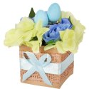 Stroik wielkanocny z JAJECZKAMI - Flower box błękitny 18x12cm