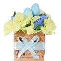 Stroik wielkanocny z JAJECZKAMI - Flower box błękitny 18x12cm
