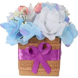 Stroik wielkanocny z JAJECZKAMI - Flower box fioletowy 18x12cm