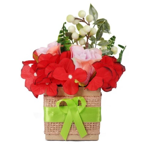 Stroik wielkanocny z JAJECZKAMI - Flower box seledynowy18x12cm