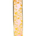 Świąteczna wstążka dekoracyjna w kolorze pomarańczowym z żółtym wzorem i złotym obrzeżem 5 cm x 2,7 m