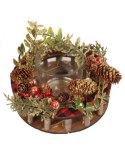 Świecznik z naturalnymi elementami dekoracyjnymi i szklanym pojemnikiem, 24 cm