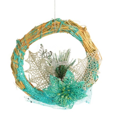 Wianek do powieszenia turkusowy - dekoracja świąteczna