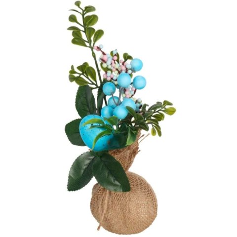 Wielkanocna Dekoracja Stołu z Jajkiem - Niebieska Kompozycja Świąteczna Wysokość 27cm