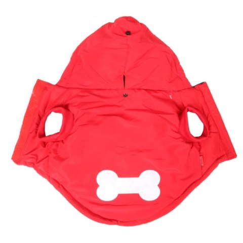 Wodoodporna kurtka zimowa dla średnich psów z kapturem, kolor czerwono-czarny, rozmiar M