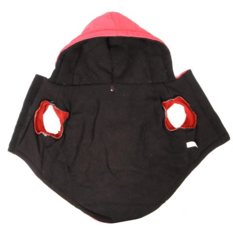 Wodoodporna kurtka zimowa dla średnich psów z kapturem, kolor czerwono-czarny, rozmiar M