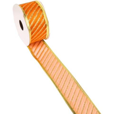 Wstążka dekoracyjna pomarańczowo złota 4 cm x 2,7 m