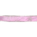 Wstążka dekoracyjna różowo srebrna 4 cm x 2,7 m