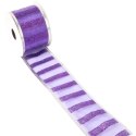 Wstążka dekoracyjna świąteczna fioletowo srebrna 5 cm x 2,7 m