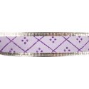 Wstążka świąteczna do formowania fioletowa ze srebrnym obrzeżem 3cm x 2,7m