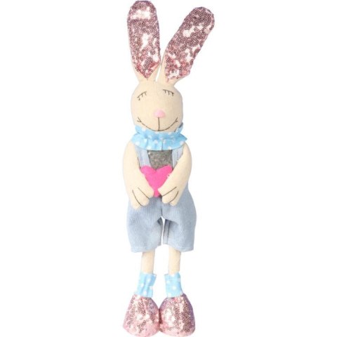 Zając Wielkanocny Stojący Niebieski z Różowym Serduszkiem 40cm