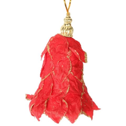 Zawieszka dzwonek czerwony z brokatem 10 cm