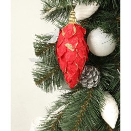 Zawieszka sopel czerwona z brokatem 14 cm