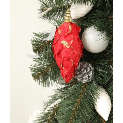 Zawieszka sopel czerwona z brokatem 14 cm