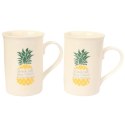 Zestaw 2 kubków z łyżeczkami z ananasem walentynki