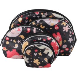 Zestaw 5 kosmetyczek w kolorze czarnym z kolorowymi słoniami